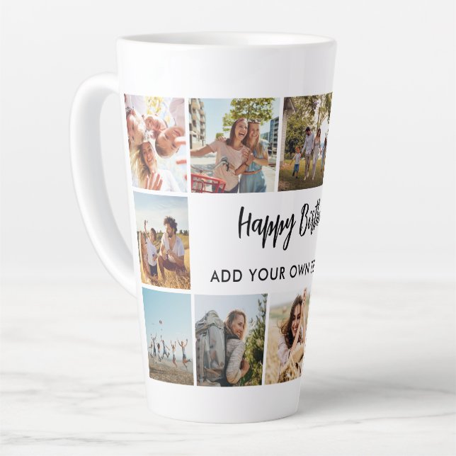 Caneca De Café Latte Personalized Birthday Photo Collage Mug (Ângulo esquerdo)