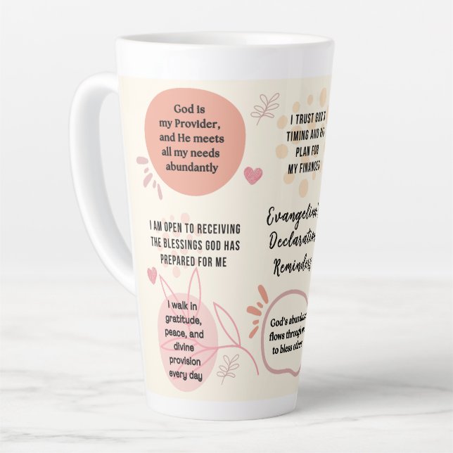 Caneca De Café Latte Personalized Christian Daily Affirmations Quotes (Ângulo esquerdo)