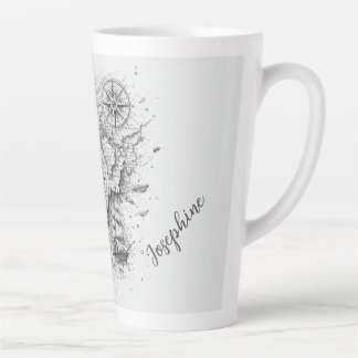 Caneca De Café Latte Personalized Map Compass Woman Art Vintage Chic