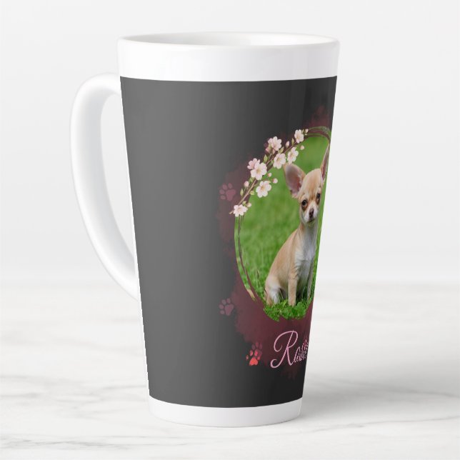 Caneca De Café Latte Personalized Pet Photo Latte Mug  (Ângulo esquerdo)
