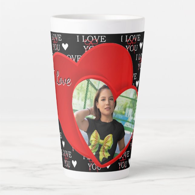 Caneca De Café Latte Personalized Photo Love you  (Frente)