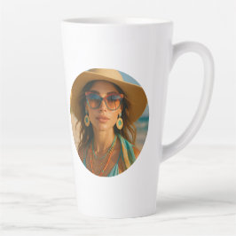 Caneca De Café Latte Personalized Photo Retro Bahamas Tropical Beach   