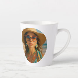 Caneca De Café Latte Personalized Photo Retro Bahamas Tropical Beach   
