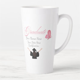 Caneca De Café Latte Personalized Pink Graduate Gift, Custom Name 
