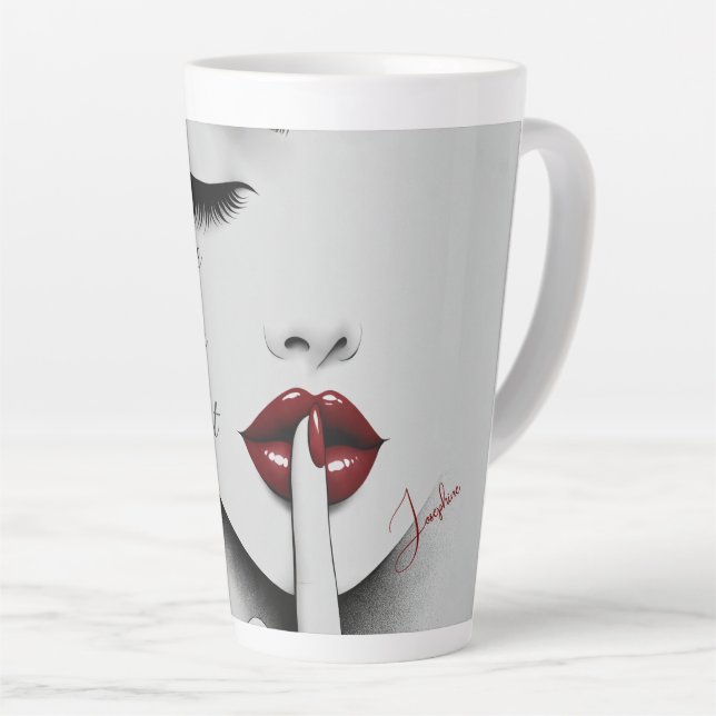 Caneca De Café Latte Personalized Sassy Quote Red Lips Beauty Glam Chic (Ângulo direito)