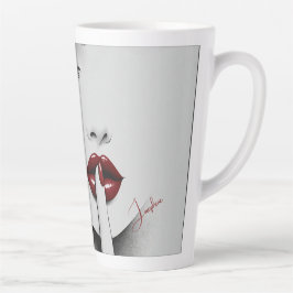 Caneca De Café Latte Personalized Sassy Quote Red Lips Beauty Glam Chic