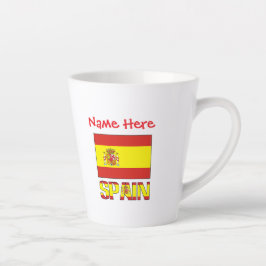 Caneca De Café Latte Personalized Spain Flag Heritage Design Small