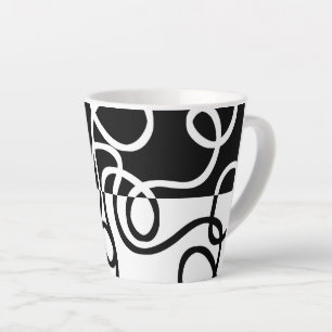 Caneca De Café Latte Persuasão linear I: Abstrato preto e branco