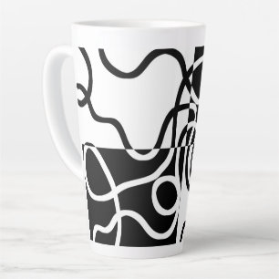 Caneca De Café Latte Persuasão linear II: Abstrato preto e branco