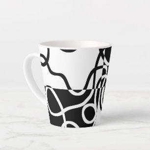 Caneca De Café Latte Persuasão linear II: Abstrato preto e branco