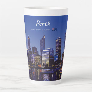 Caneca De Café Latte Perth, Austrália - Silhueta da Cidade à Noite Gran