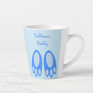 Caneca De Café Latte Pés de Coelho Azul Bonito Bebê Menino Páscoa Perso
