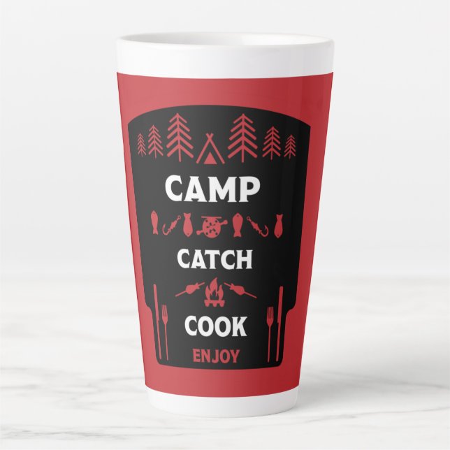 Caneca De Café Latte Pesca De Campos E Capturas (Frente)