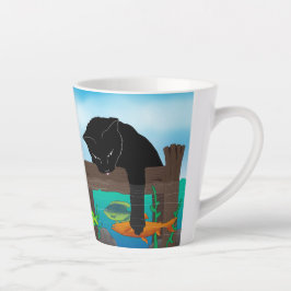 Caneca De Café Latte Pesca de Gato Negro