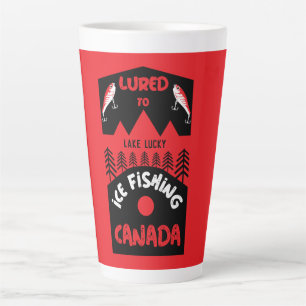 Caneca De Café Latte Pesca do gelo no Canadá