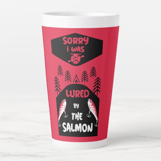 Caneca De Café Latte Pesca do salmão no Canadá (Frente)