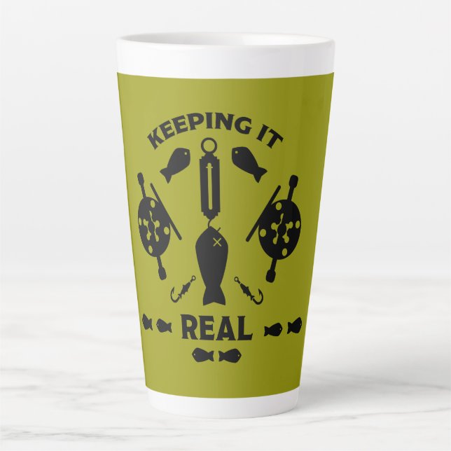 Caneca De Café Latte Pesca em rio selvagem (Frente)