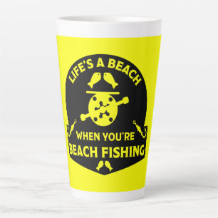 Caneca De Café Latte Pesca Funny Beach