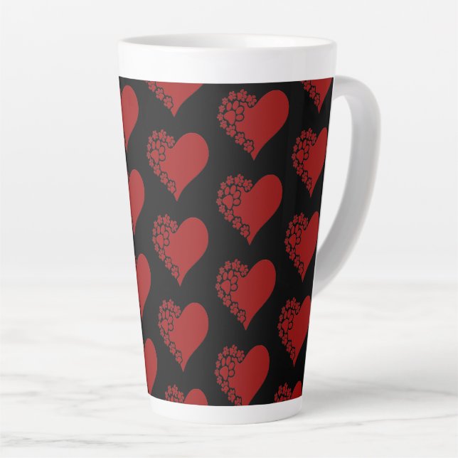 Caneca De Café Latte Pet Love Hearts Black (Ângulo direito)