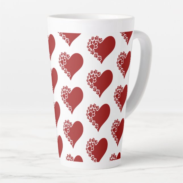 Caneca De Café Latte Pet Love Hearts White (Ângulo direito)