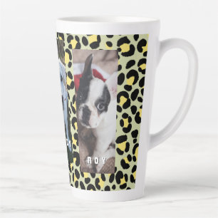 Caneca De Café Latte Pet Photo Latte Mug Amarelo-Leopardo 3 Pet