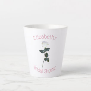 Caneca De Café Latte Pétala de Rosa Branca Chuveiro de Noiva
