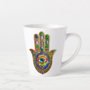 Caneca De Café Latte Pétalas de Flor Coloridas Terceiro Olho Turquesa H