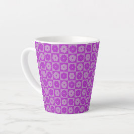 Caneca De Café Latte Pétalas em Silêncio 01. Padrão Floral.