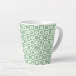 Caneca De Café Latte Pétalas em Silêncio 03. Padrão Floral.