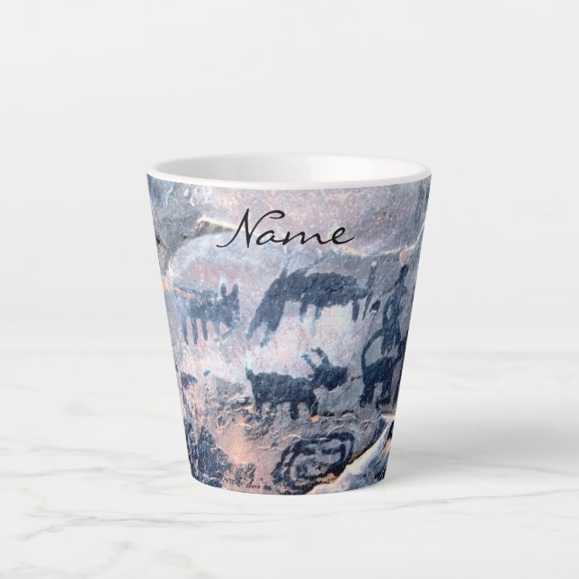 Caneca De Café Latte petroglifo nativo americano Thunder_Cove (Frente)