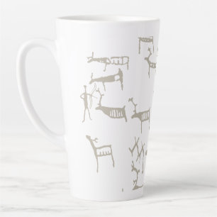 Caneca De Café Latte Petróglifo Rupestre Caça Antiga de Veados Europeus