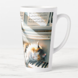 Caneca De Café Latte Piano de Casa de Gato Ensolarado Sonho Cottagecore