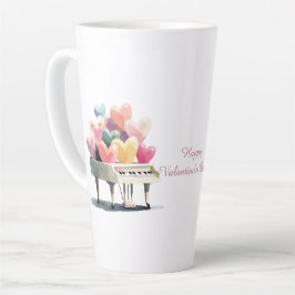 Caneca De Café Latte Piano de Corações de Amor Dia dos Namorados