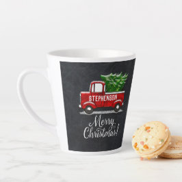 Caneca De Café Latte Pickup Red Pickup Tree Feliz Natal