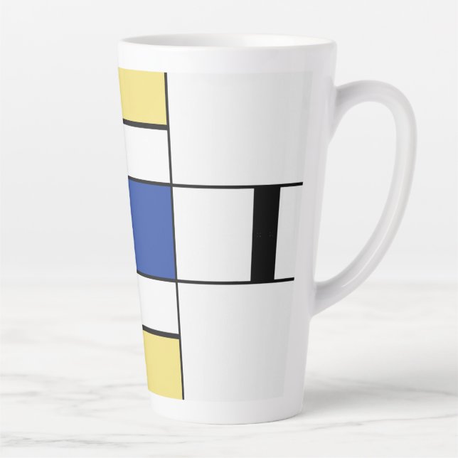 Caneca De Café Latte Piet Mondrian - Abstrato Geométrico de Composição (Direita)