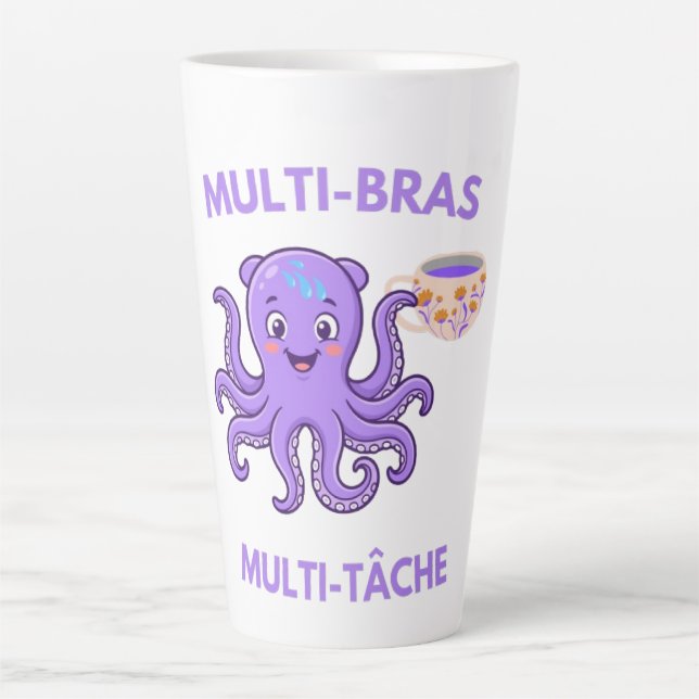 Caneca De Café Latte Pieuvre Multitâche – 8 Bras, 1000 Missions et Beau (Frente)