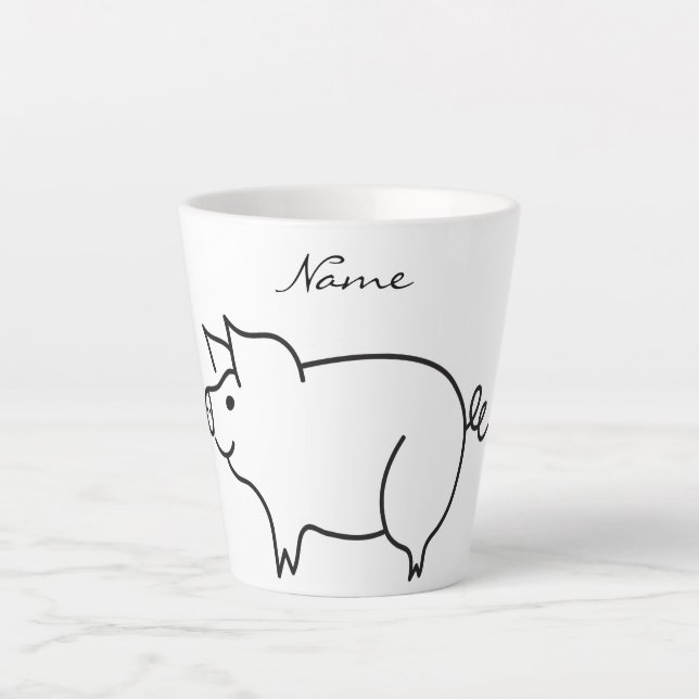 Caneca De Café Latte Pig Animal Thunder_Cove (Frente)