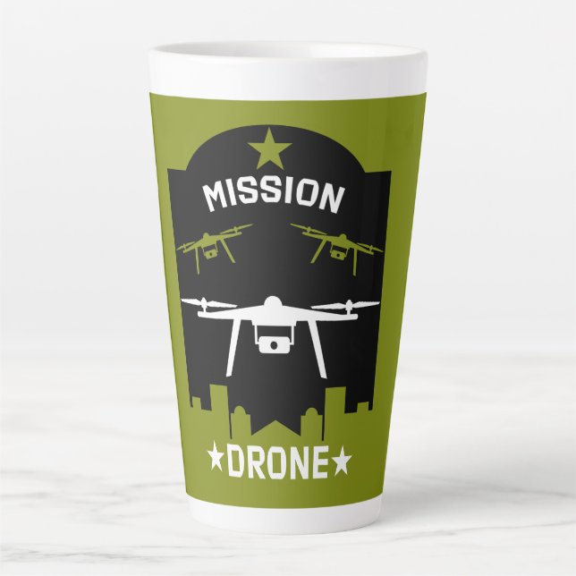 Caneca De Café Latte Piloto de Drone Hobby (Frente)