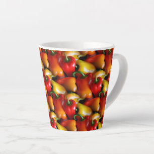 Caneca De Café Latte Pimentos vermelhos e amarelos