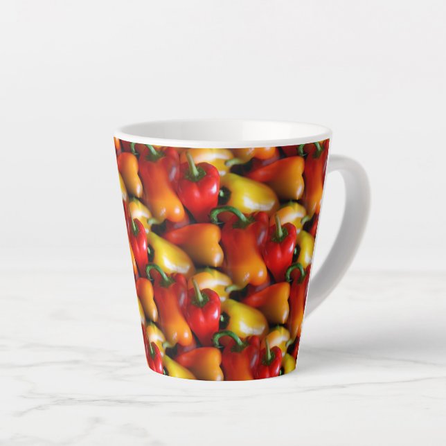 Caneca De Café Latte Pimentos vermelhos e amarelos (Ângulo direito)