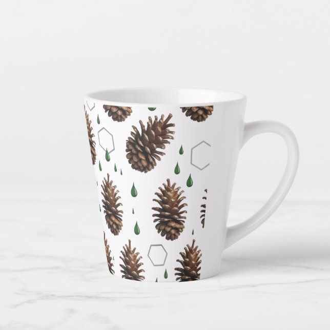 Caneca De Café Latte Pinecone Pequeno Lata-Lata Rústica | Feriado em Wo (Direita)