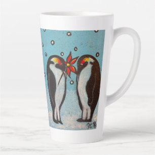 Caneca De Café Latte Pinguim Ama Whimsical Art Winter