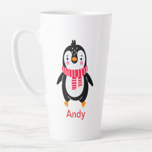 Caneca De Café Latte Pinguim-cinto-vermelho-escarpa