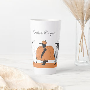 Caneca De Café Latte Pinguim de Abóbora Personalizado Funny Halloween