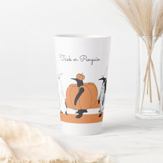 Caneca De Café Latte Pinguim de Abóbora Personalizado Funny Halloween
