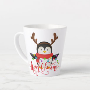 Caneca De Café Latte pinguim de Natal  