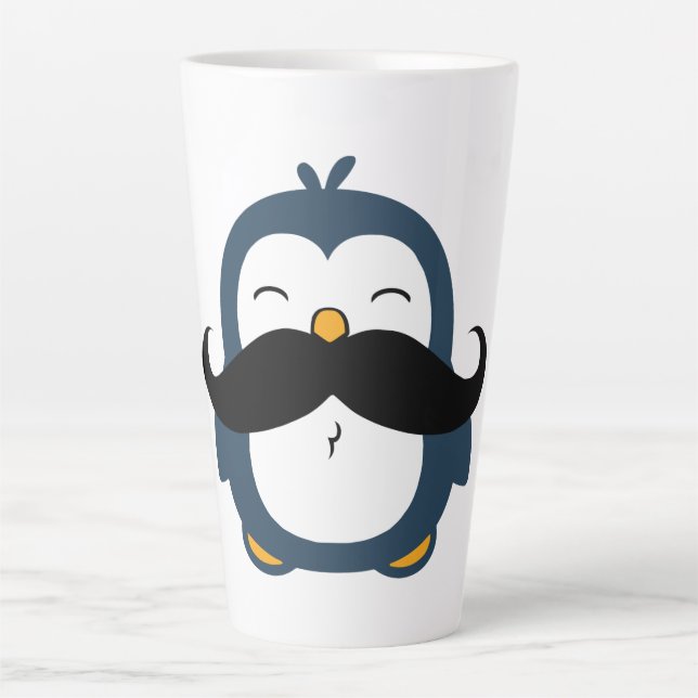 Caneca De Café Latte Pinguim do bigode (Frente)
