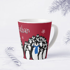 Caneca De Café Latte Pinguim Fofo Personalizado