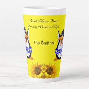 Caneca De Café Latte Pinguim-girassol - Lateta