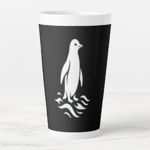 Caneca De Café Latte Pinguim Minimalista Arte Linha Inverno Onda Modern